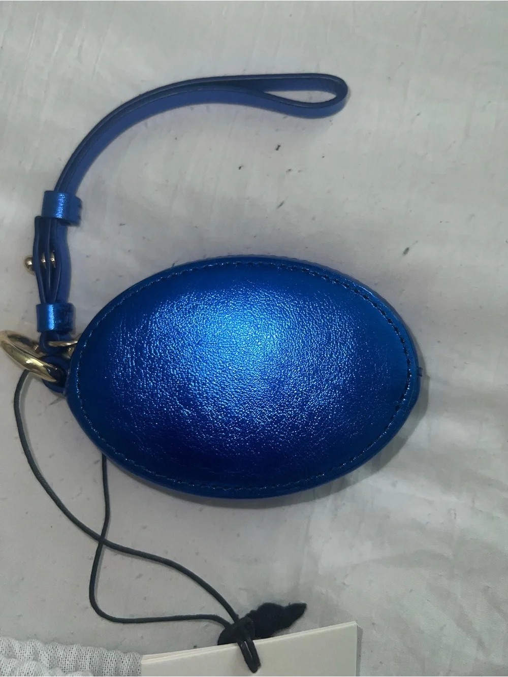 Cuyana Metallic Sapphire Blue Leather Wristlet Coin Pouch/ Airpod Case